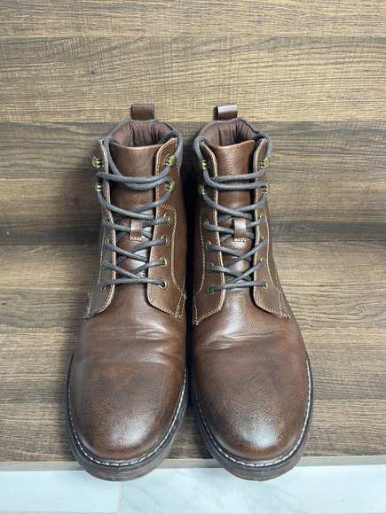 Club Room Mens Lace-Up Faux Leather Dress Chukka Boot 10.5M Lace Up Westin Tan - Picture 4 of 9